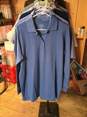 Only Necessities Long-Sleeve Polo Shirt in Blue Bin 6